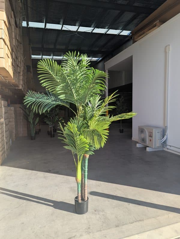 180cm Artificial Areca Palm Outdoor Decor Tree with 3 Poles and 24 Leaves - Image 2