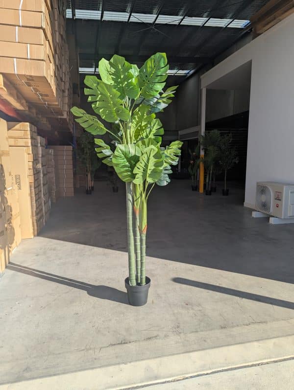 170cm Artificial Monstera Outdoor Decor Tree with 3 Poles and 26 Leaves - Image 2