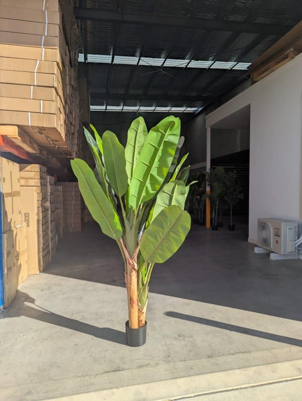 180cm Artificial Banana Outdoor Decor Tree with 3 Poles and 21 Leaves - Image 2