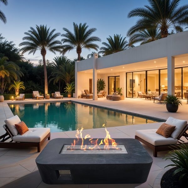 Outdoor HQ 132cm Ethanol Firepit Table – Modern Elegance 132cm x 70cm x 35cm