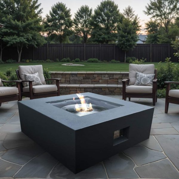 Outdoor HQ 91cm Ethanol Firepit Table – Compact Charm - 91cmx 91cmx 40cm High