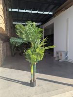 180cm Artificial Areca Palm Outdoor Decor Tree with 3 Poles and 24 Leaves - Image 2