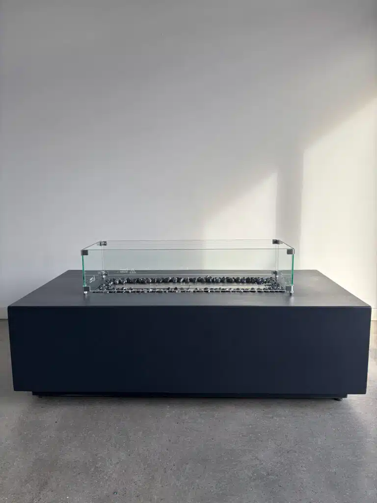 Outdoor hq ethanol firepit table sleek and safe 140cmx 70cm x 40cm