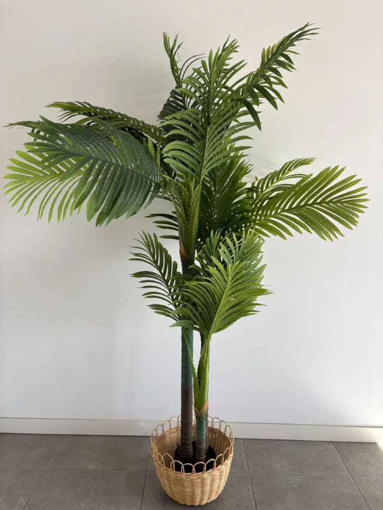 180cm artificial areca palm outdoor decor tree with 3 poles and 24 leaves