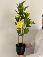 80cm Yellow Artificial Peony in Decorative Pot - Outdoor Decor - Image 3
