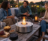 Portable ethanol fire pit with people sitting on balcony